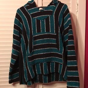 Teal and Black drug rug